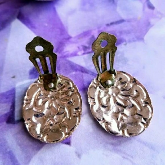 Vintage West Germany clip earrings red flowers clipon western - Picture 6 of 6